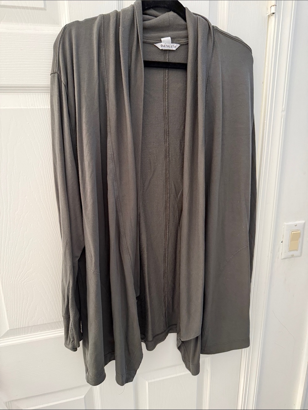 ATM Anthony Thomas Melillo Charcoal Gray Draped Open Cardigan